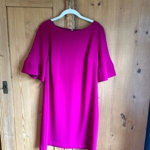 Trina Turk raspberry a-line dress with short bell sleeve